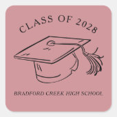 Sticker Carré Modern Graduate Cap Doodle Class of Graduation (Devant)