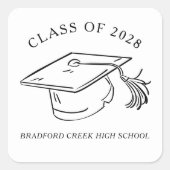 Sticker Carré Modern Graduate Cap Doodle Class of Graduation (Devant)