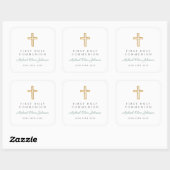 Sticker Carré Modern Green Religious Cross Boy First Communion (Feuille)