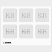 Sticker Carré Modern Grey Monogram Manager Ajouter un nom Initia (Feuille)