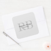 Sticker Carré Modern Grey Monogram Manager Ajouter un nom Initia (Enveloppe)