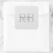 Sticker Carré Modern Grey Monogram Manager Ajouter un nom Initia (Sac)