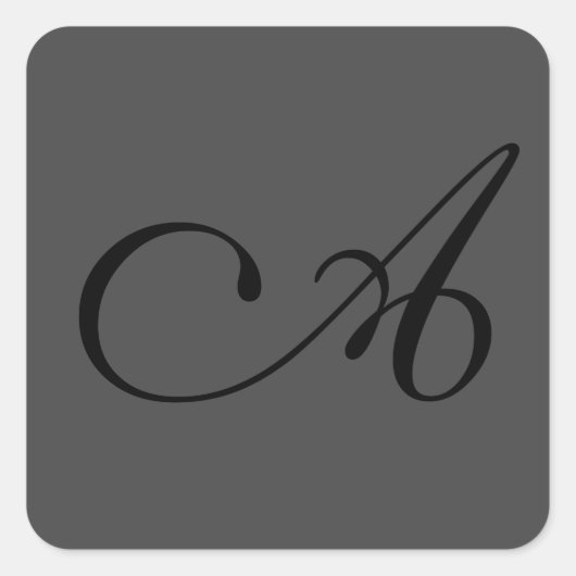 Sticker Carré Modern Grey Simple Monogramme Ajouter Votre Nom In (Devant)