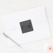 Sticker Carré Modern Grey Simple Monogramme Ajouter Votre Nom In (Enveloppe)
