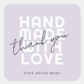 Sticker Carré Modern handmade with love thank you (Devant)