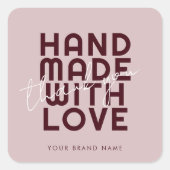 Sticker Carré Modern handmade with love thank you (Devant)