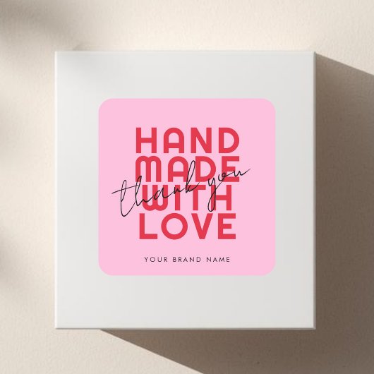 Sticker Carré Modern handmade with love thank you