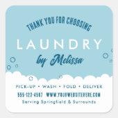 Sticker Carré Modern Laundry Service Blue & White Thank You (Devant)