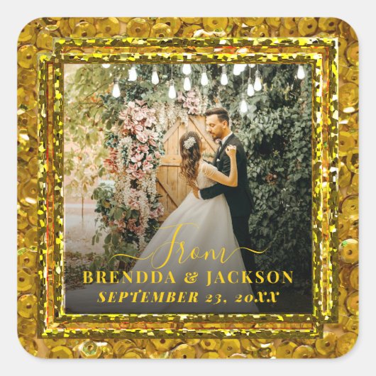 Sticker Carré Modern LOVE Photo Collage Saint Valentin (Devant)