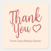 Sticker Carré Modern Merci script Natural Cream Red (Devant)