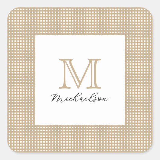 Sticker Carré Modern Minimal Gold Elegant Monogram (Devant)