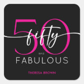 Sticker Carré Modern Minimal Pink Fifty Fabulous Script Birthday (Devant)