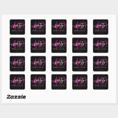 Sticker Carré Modern Minimal Pink Forty Fabulous Script Birthday (Feuille)