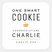 Sticker Carré Modern One Smart Cookie fête de graduation en fave (Devant)