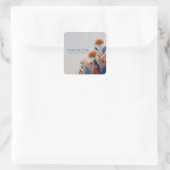 Sticker Carré Modern Orange and Teal Botanical Papercraft (Sac)