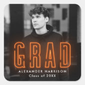 Sticker Carré Modern Orange Neon Graduation (Devant)