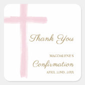 Sticker Carré Modern Pink Cross Thank You Confirmation (Devant)