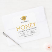 Sticker Carré Modern Raw Honey Bee Icon Jar Product Label (Enveloppe)