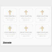 Sticker Carré Modern Sage Green Religious Cross Boy Confirmation (Feuille)