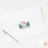 Sticker Carré Modern Script Christmas Xmas winter pine tree fore (Enveloppe)
