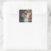 Sticker Carré Modern Script Love et Merci Mariage Couple (Sac)