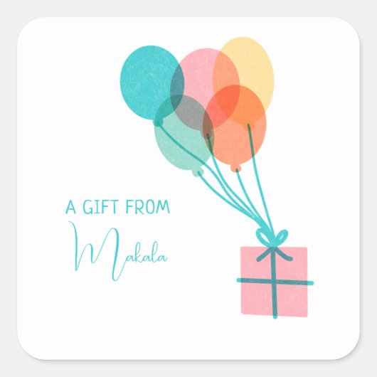Sticker Carré Modern Simple Cute Ajouter Votre Nom Cadeau De (Devant)
