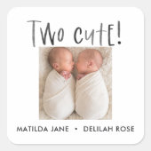 Sticker Carré Modern simple twin photo two cute birth (Devant)