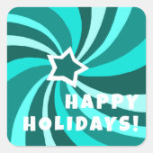 Sticker Carré Modern Swirl HAPPY HOLIDAYS CUSTOM Green (Devant)