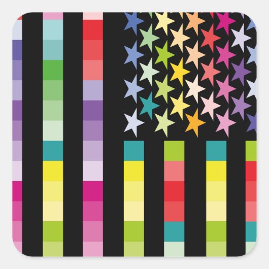 STICKER CARRÉ MODERN VERSION MULTICOLOR USA/EEUU FLAG MASANSER (Devant)