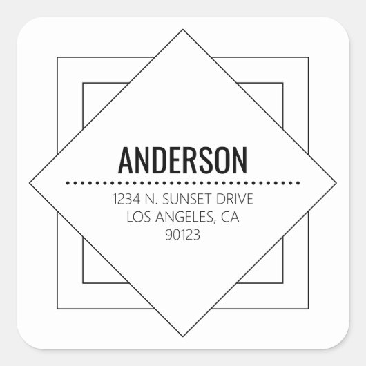 Sticker Carré Modern White & Black Minimalist Geometric (Devant)