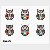 Sticker Carré Modern Wisdom Owl Illustration (Feuille)
