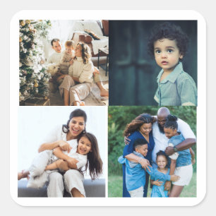 Sticker Carré Moderne 4 collage photos personnalisées