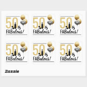 Sticker Carré moderne 50 & Fabulous Gold & Black (Feuille)