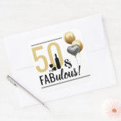 Sticker Carré moderne 50 & Fabulous Gold & Black (Enveloppe)