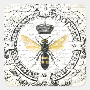Sticker Carré MODERNE Abeille de reine VINTAGE