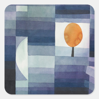 Sticker Carré Moderne Abstrait Géométrique Bleu Orange Klee