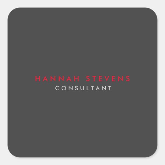 Sticker Carré Moderne Black Grey Red Professionnel Votre nom (Devant)