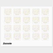 Sticker Carré Moderne Blanc & Or Pois mariage Faveur (Feuille)