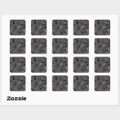 Sticker Carré Moderne Blue Gold Foliage Plante Design botanique (Feuille)