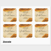 Sticker Carré Moderne Boho Terracotta Agate Brûlé Orange (Feuille)