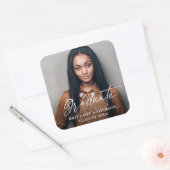 Sticker Carré Moderne Calligraphie Encre Script Photo Graduation (Enveloppe)