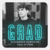 Sticker Carré Moderne Cyan Neon Graduation (Devant)