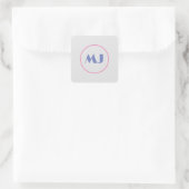 Sticker Carré Moderne Design Monogramme Bleu Lettres initiales g (Sac)