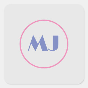 Sticker Carré Moderne Design Monogramme Bleu Lettres initiales g