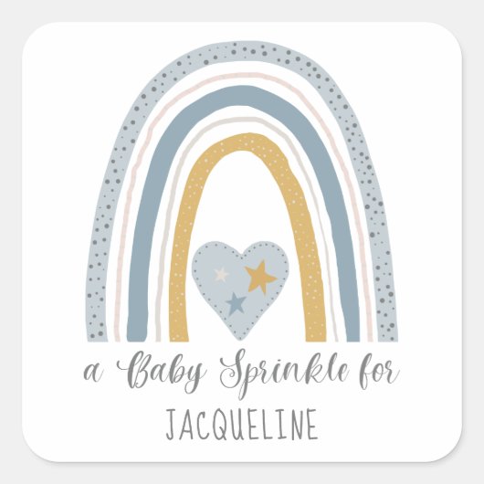 Sticker Carré Moderne Dusty Blue Rainbow Baby Boy Sprinkle Douch (Devant)