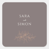 Sticker Carré Moderne élégant mariage à fleurs pêche (Devant)