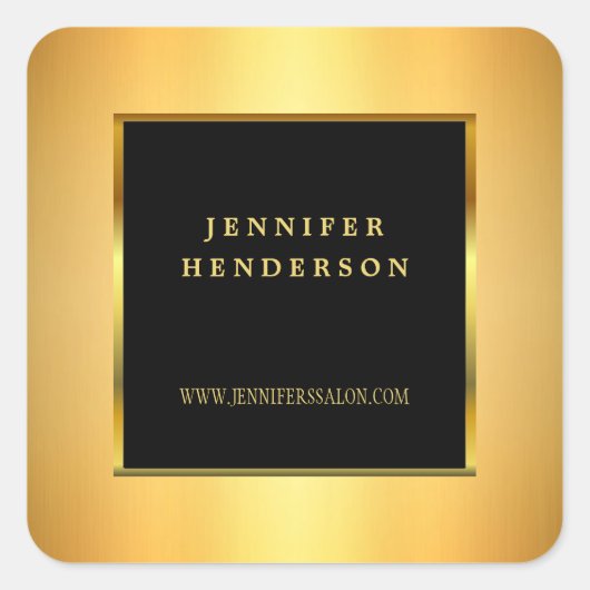 Sticker Carré Moderne élégant professionnel noir et or (Devant)