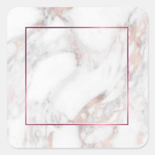 Sticker Carré Moderne Élégant Rose Gold Marble Modèle Vierge