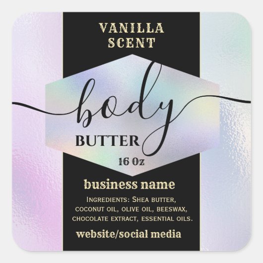 Sticker Carré Moderne élégant script holographe corps beurre éti (Devant)