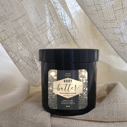 Sticker Carré Moderne élégant script scintillé corps beurre étiq